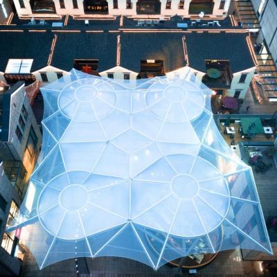 China Self-cleaning ETFE High Double Wall Membrane Roof Fabric Tensile Structure for sale