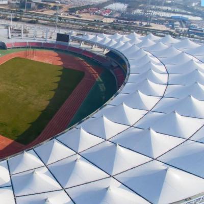 China Roof structure ETFE self-cleaning Pre-produced high tension sports stadium view truss shade membrane fabric roof structure for sale