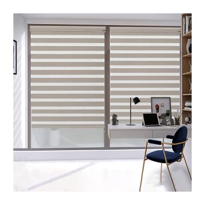 China Wholesale Minimalist Roller Shades Motorized Double Layer Light-filtering Shades Zebra Lamp Shades for sale