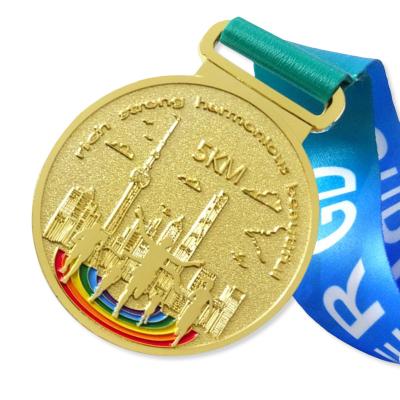 China Europe Manufactures Cheap Gold Plated Awards Medal Custom Medal 3D Metal Sports Race Award Medals for sale