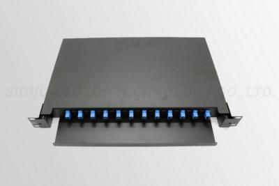 China 12F Fiber Optic Patch Panel SC / UPC Blue Rack Mounted SGS Certification for sale