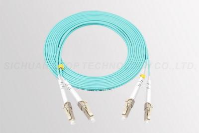 China OM3 OM4 Fiber Optic Patch Cord Duplex LC Connector Light Blue Color for sale