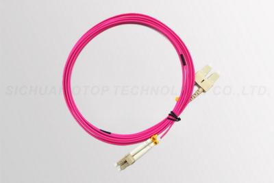 China Pink MM Fiber Optic Patch Cord Duplex LC Connector Customized Length for sale