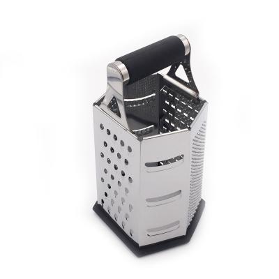 China Viable Stainless Steel 9' Side Chopper Grinder Cutter Manual Cheese Grater 6 Hex Vegetable Box Grater for sale