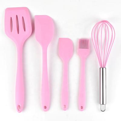 China Amazon Hot Sale Silicone Utensil Set Sustainable Kitchen Baking Brush Baking Spatula Set Cookware 5 Pcs Tool Kit for sale