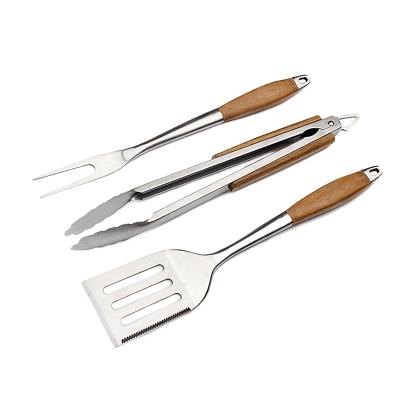 China Easily Cleaned Stainless Steel BBQ Grill Accessories Set Tools Spatula Tongs Knife Fork for sale