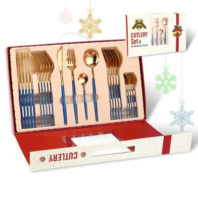 China 24 Piece Set Gold Wedding Cutlery Serviceable Servings Spoon Forks Knives For Events Spoon And Fork Set Stainless for sale