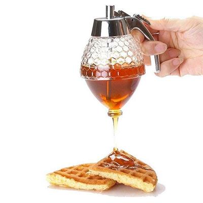 China Durable Honey Syrup Juice Dispenser Honey Comb Shaped Plastic/Acrylic Honey Dispenser Syrup Jar Box for sale