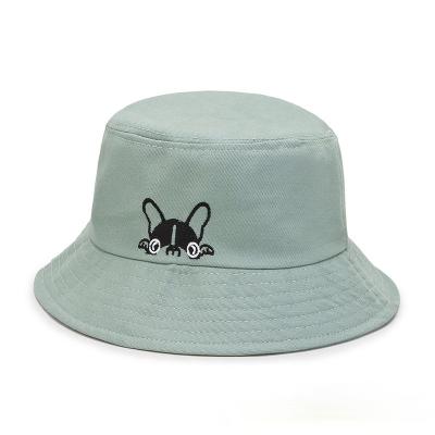 China Custom Character Cotton Material Bucket Hat With Logo Embroidered Doggy Logo Bucket Hats In Bulk for sale