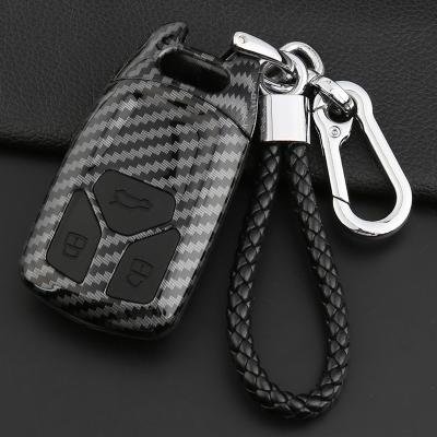 China Luxury and Fashion 3 Buttons Fashion Smart Car Key Cover Protector with Key Chain and Braided Key Rings for Audi A3/A6L/Q5/Q7 for sale