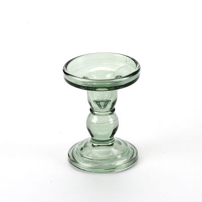 China Retro home ornament 8cm home decoration decoration other candle holders for candle single green glass container for sale