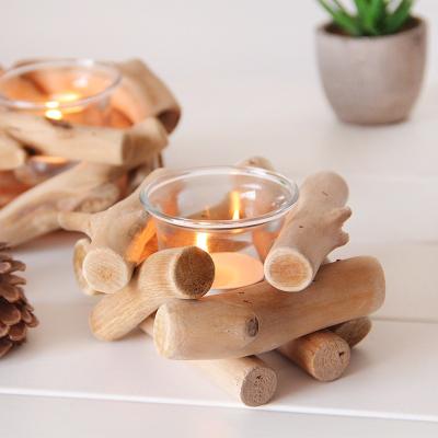 China Home Decoration Crafts Decoration Tealight Candle Holder Wooden Wholesale for sale