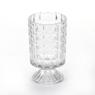 China Home Decoration Customized Cheap Luxury Crystal Candles Jars Container Popular White Glass Candle Holders for sale