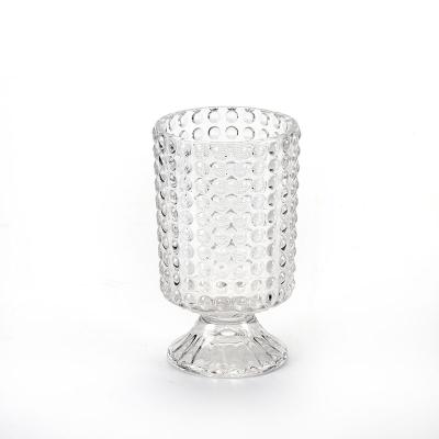 China Luxury White Large Clear Glass Candle Holders Container Wedding Home Decor Home Decor Candle Holders Stands for sale