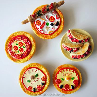 China Shape Custom Resin 3D Pizza Fridge Magnets Special Food Shape Magnet for sale