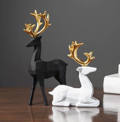 China Art Decor Modern Origami Styles Small Deer Black and White Tabletop Sculpture for Home Decoration for sale