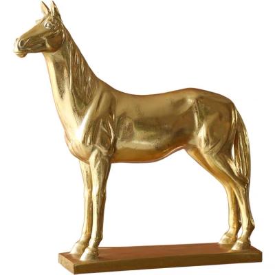 China Antique Gold Horse Statue Vintage Horse Decor Luxury Home Antique Gold Table Decoration for sale