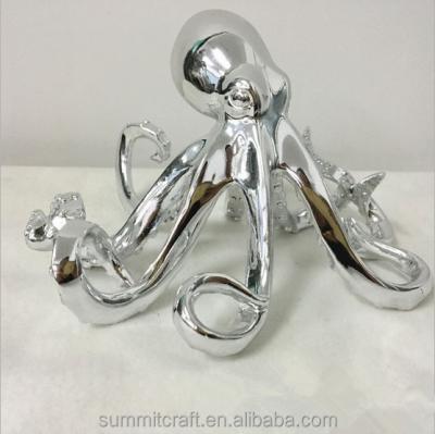 China Europe Resin Shinny Silver Plated Octopus Statues for sale