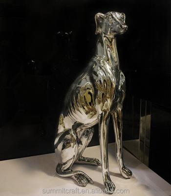 China Europe Plated Large Sitting Silver Resin Italian Greyhound Statue for sale