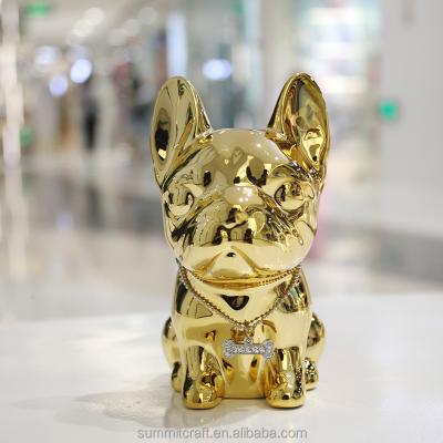 China Europe Plated Fashion Resin French Bulldog Gold Silver Figurine for sale