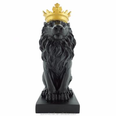 China Creative Europe Resin 3D Desig 18cm Small Crown Lion Figurine for sale