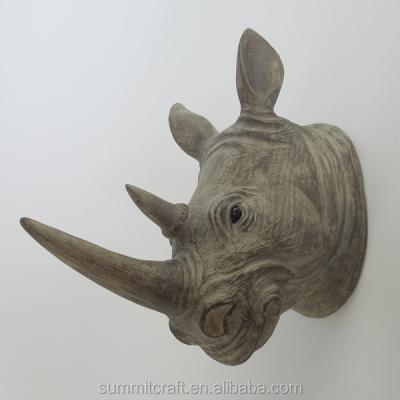 China Europe Simulation Rhino Hanging Decoration 3D Animal Head for sale