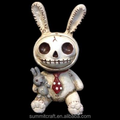 China Europe Resin Geek Style Rabbit Skulls Bones Cute Creepy Figurine for sale