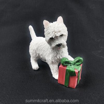 China Mini Europe Resin Western Mountain White Terrier Dog Figurine With Gift for sale