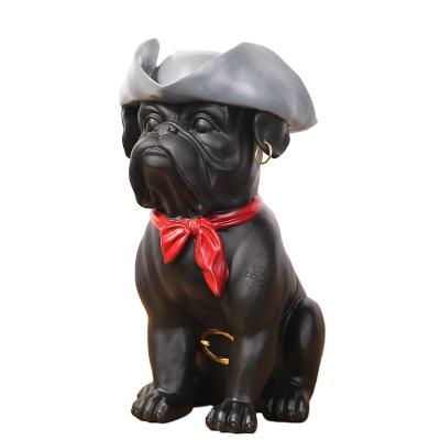 China Creative Design Europe Resin Novelty Punk Rock Style Pug Statue for sale