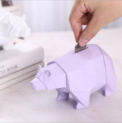 China Gift Resin Origami White Bear Figurine Shape Piggy Bank for sale