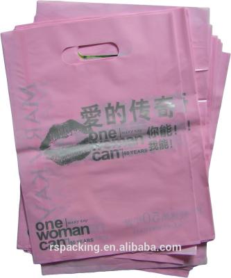 China LDPE Recyclable Goods Tote Bag Supermarket Retail Die Cut Plastic Shopping Bag With Custom Logo for sale