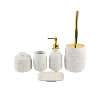 China China Manufacturer Professional Marble Soap Dispenser Accessories Set Wholesale Ceramic Bathroom Sets for sale