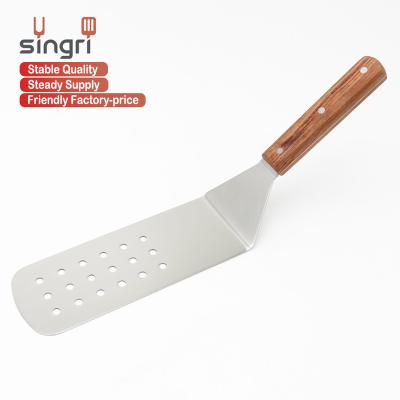 China 01W03-044 Easily Cleaned BBQ Grill Tool Grill Scraper Griddle Spatula Food-Rated Stainless Steel Merbau Wooden 14.5