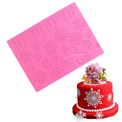 China MAS Christmas Honeycomb Sugar Lace Mold Disposable Silicone Fondant Lace Mold for Christmas Cake Decorating for sale