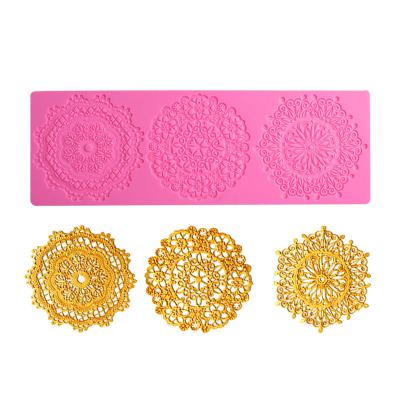 China Disposable The Raschel Lace Coaster Cup Mat Mould, Flower And Ground Mold Pattern Design for sale