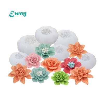 China Large Disposable Flower Silicone Molds Candle Baking Mold Rose Heart Silicone Mold for sale