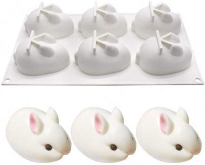 China 2022 Disposable Easter Bunny Rabbit 6 Cavity Chocolate Silicon Mold Baking Molds Cake Topper Decorative Cooking Trays Tool Bakeware for sale