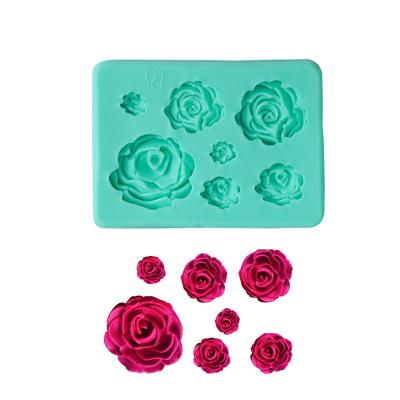 China Disposable Rose Silicone Fondant Mold Cake Decorating Soap Mold for sale