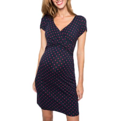 China Cross Polka Dot Printed Nursing Maternity Dresses Breathable Pregnant Women Clothing 8IHSM74 for sale