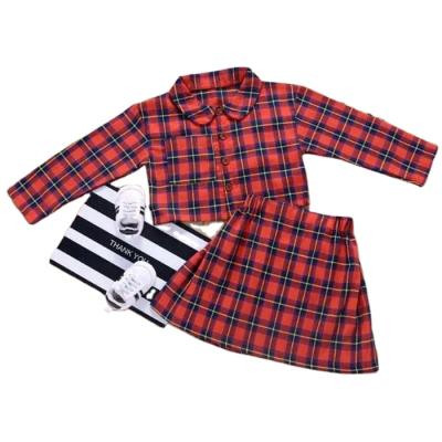 China Soft Plaid 991S Children Clothing Sets Girls Long Sleeve Top+skirt Kids Clothing Girls Clothing for sale