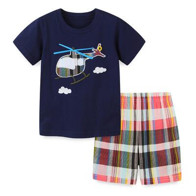 China IHJ5164 Casual Kids Two Piece Clothing Sets Summer Cotton Cartoon Short Sleeve T-shirt For Boys for sale