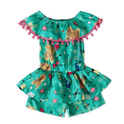 China 70% Polyester IHJ850 Babies Rompers Summer Girl Insect Print Jumpsuit Sleeveless Baby Clothes for sale