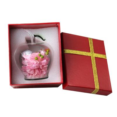 China Most Popular Rose Preserved Roses Gifts Institute of Statistics in Glass Dome with Apple Shaped Forever for Birthday Gift and Christmas Gifts for sale