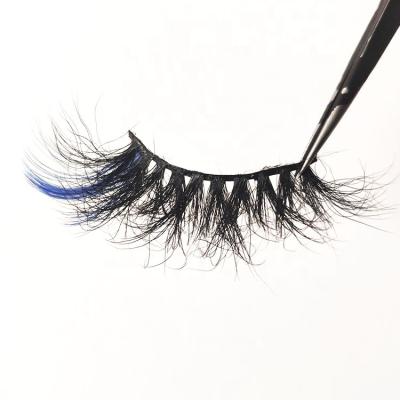 China Long Lasting Color On The Ends Of Strip Mink 3D Lashes Fluffy Tapered Lashes Cruelty Free Colored Eyelash for sale