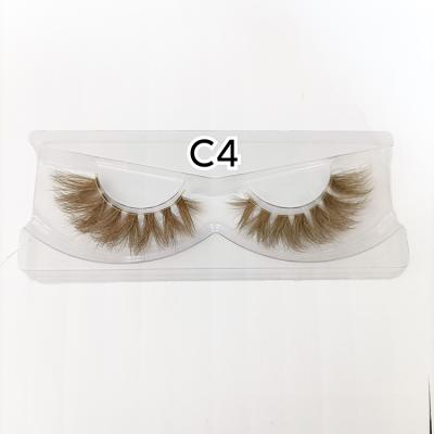 China Long Lasting Invisible Color 3D Mink Eyelash 16mm 18mm Gold Highlight Tape Brown Mink Lashes Transparent Clear Eyelashes for sale