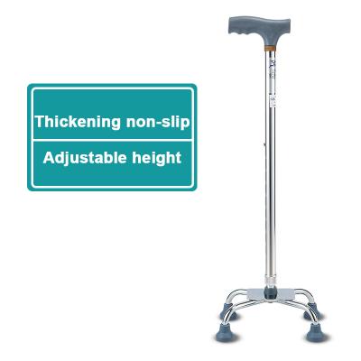 China Convenient Height Adjustable Aluminum Quadruple Cane With Rotatable Foot Pad Single Super Lightweight Aluminum Canes for sale