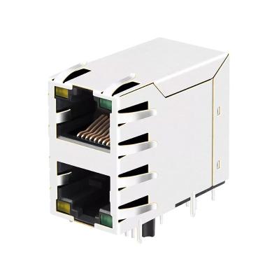 China PBT UL94V-0 Multi Port (1x2) Rj45 8 Pin Ethernet Jacks Connector for sale