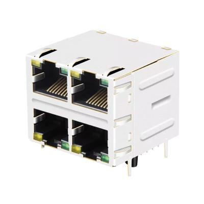 China PBT UL94V-0 2*2 Shielding Wholesale Jack Rj 45 PCB Modular Connector With Dual Light for sale