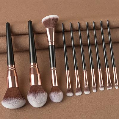 China Plastic 15 Pieces Nylon Plastic Black Handle Cosmetic Foundation Powder Eyeshadow Blush Beauty Tools Makeup Blending Set Brush for sale