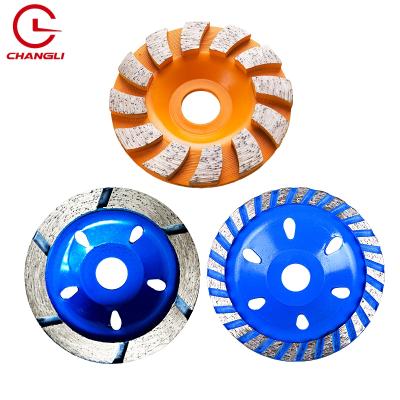 China Aluminum Concrete and Stone Polish Segmented Turbo 90mm Diamond Cup Grinding Wheel for sale